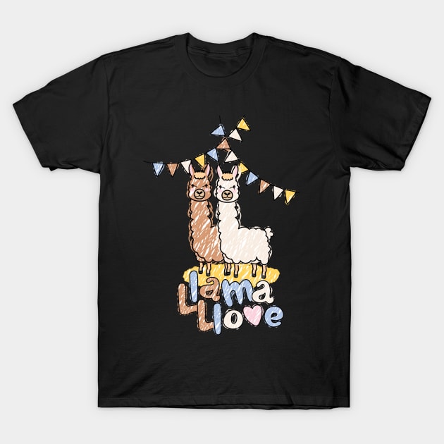 Llama Love Valentine T-Shirt by PCStudio57